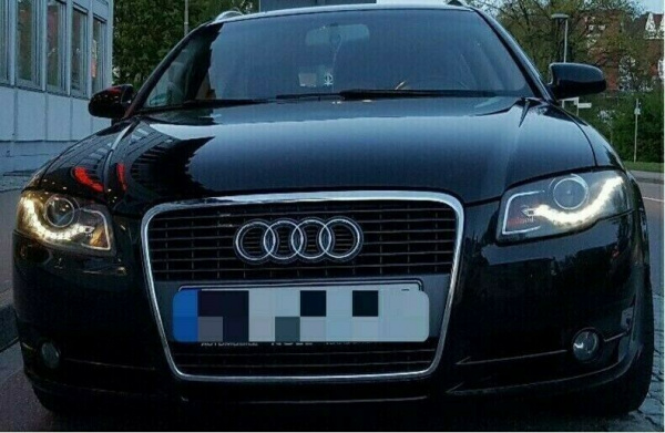 LED Tagfahrlicht Design Scheinwerfer für Audi A4 B7 05-08 schwarz